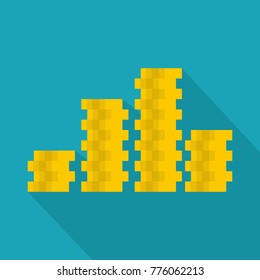 Bundle coin icon. Flat illustration of bundle coin vector icon for web