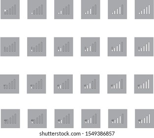 Bundle collection of cellular signal strength icons with gray background