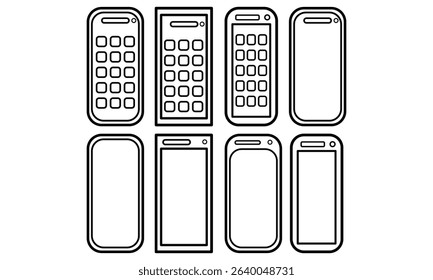 Bundle collection of several touch screen mobile phone models vectors with simple design