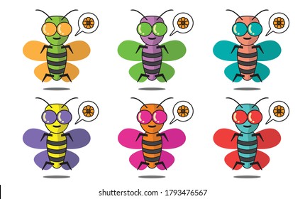 Bundle of colorful bess vector. 