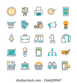 bundle of commerce online set icons vector illustration design