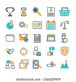 bundle of commerce online set icons vector illustration design