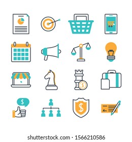 bundle of commerce online set icons vector illustration design