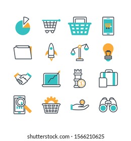 bundle of commerce online set icons vector illustration design