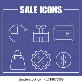 conjunto de iconos de conjuntos de ventas comerciales ilustración vectorial diseño