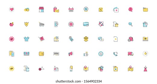 bundle of commercial set icons vector illustration design