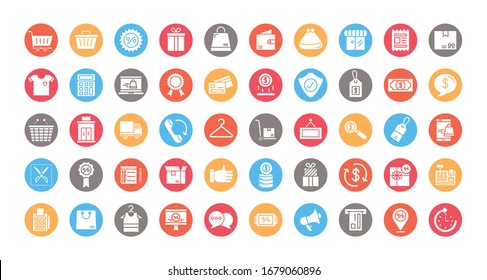 conjunto de iconos de conjunto comercial diseño de ilustración vectorial
