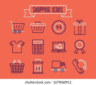 bundle of commercial set icons vector illustration design