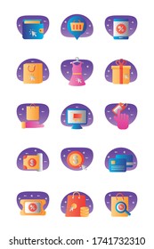 bundle of commercial set icons vector illustration design