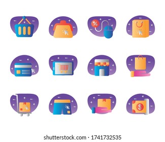 bundle of commercial set icons vector illustration design