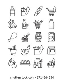 bundle of commodity basket icons vector illustration design