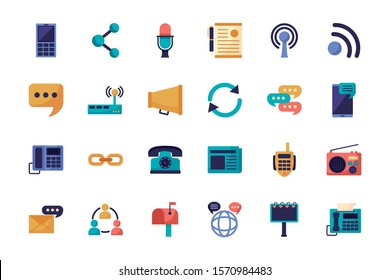 bundle of communication set icons vector illustration design