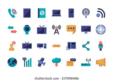 bundle of communication set icons vector illustration design