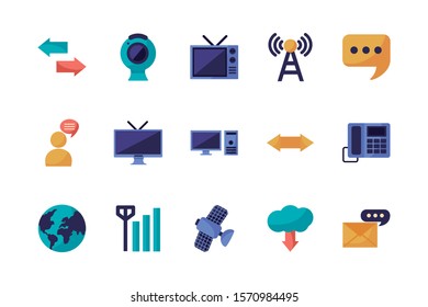 bundle of communication set icons vector illustration design