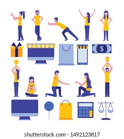 bundle of community and social media marketing vector illustration design