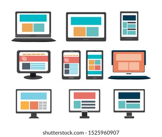 bundle of computer and technological devices vector illustration design