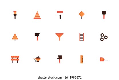 bundle of construction set flat icons vector illustration design