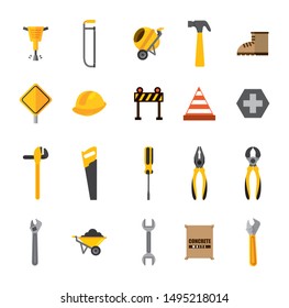 bundle of construction tools icons vector illustration design