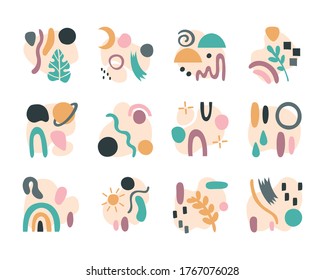 conjunto de obras de arte contemporáneo conjunto iconos diseño de ilustración vectorial