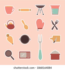 bundle of cooking icons on a pink background vector illustration design