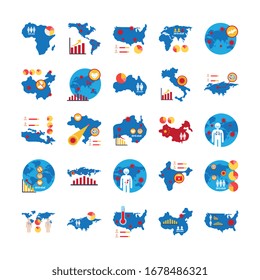 conjunto de diseños covid 19, diseño de ilustración vectorial de estilo plano