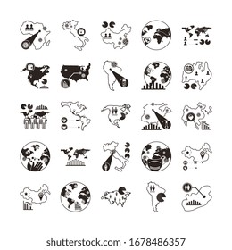bundle of covid 19 designs, line style icon vector illustration design