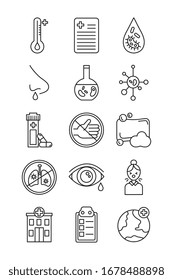 bundle of covid 19 designs, line style icon vector illustration design