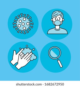 bundle of covid 19 set icons vector illustration design