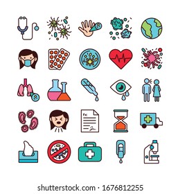 bundle of covid19 set icons vector illustration design