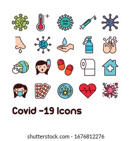 bundle of covid19 set icons vector illustration design