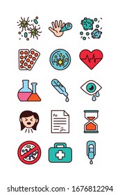 bundle of covid19 set icons vector illustration design