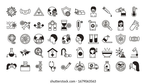 bundle of covid19 set icons vector illustration design