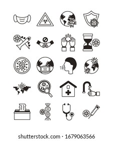 bundle of covid19 set icons vector illustration design