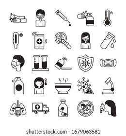 bundle of covid19 set icons vector illustration design