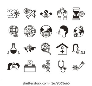 bundle of covid19 set icons vector illustration design