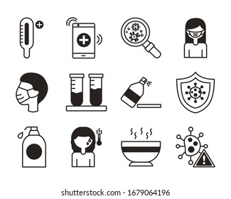 bundle of covid19 set icons vector illustration design