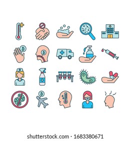 bundle of covid19 set icons vector illustration design