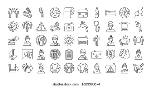 bundle of covid19 set icons vector illustration design