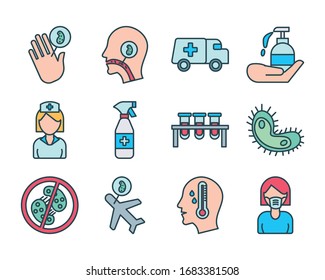 bundle of covid19 set icons vector illustration design