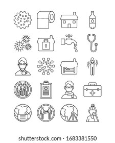bundle of covid19 set icons vector illustration design