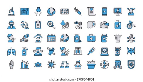 bundle of covid19 set icons vector illustration design