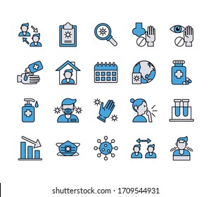 bundle of covid19 set icons vector illustration design