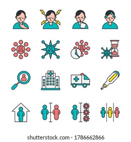 bundle of covid19 set icons vector illustration design