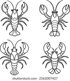 Bundle Crayfish line art and illustrator eps