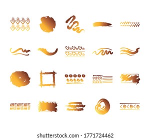 bundle of creative design with brush strokes icons vector illustration design