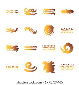 conjunto de diseño creativo con pinceladas de pincel iconos de ilustración vectorial