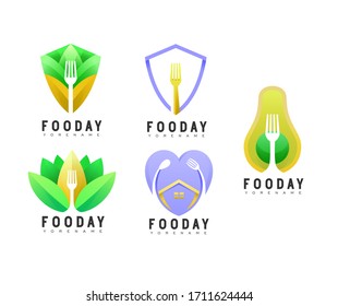 Bundle creative fork spoon restaurant logo collection Premium Vector symbol for cafe, restaurant, cooking business.