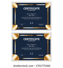 Bundle Creative Golden Certificate of Appreciation Award Template