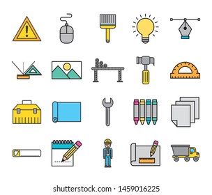 bundle of creative ideas set icons vector illustration design