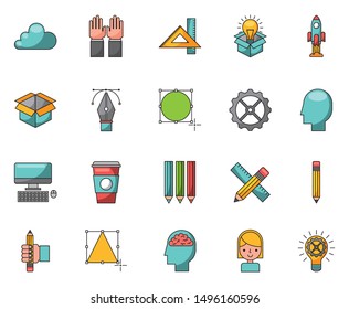 bundle of creative ideas set icons vector illustration design